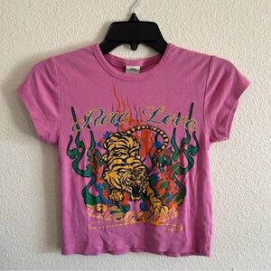 Pure Love Tiger Shrunken Baby Tee in Hot Pink Size Women’s Medium